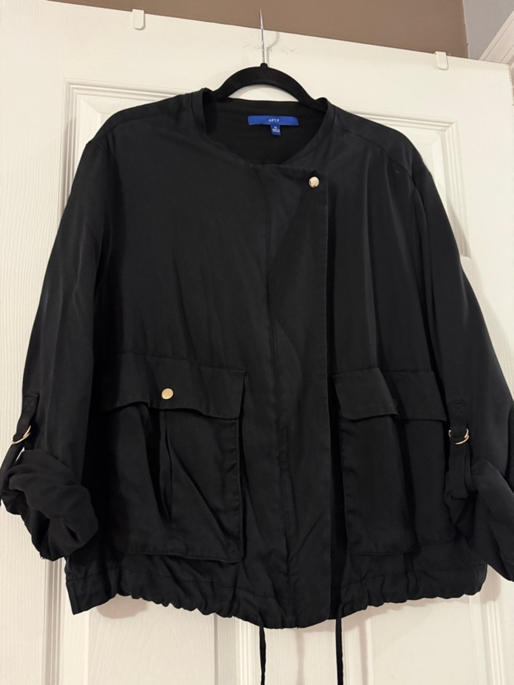 Apt 9 Balck Utility Anorak Jacket with Gold Hardware Size XL